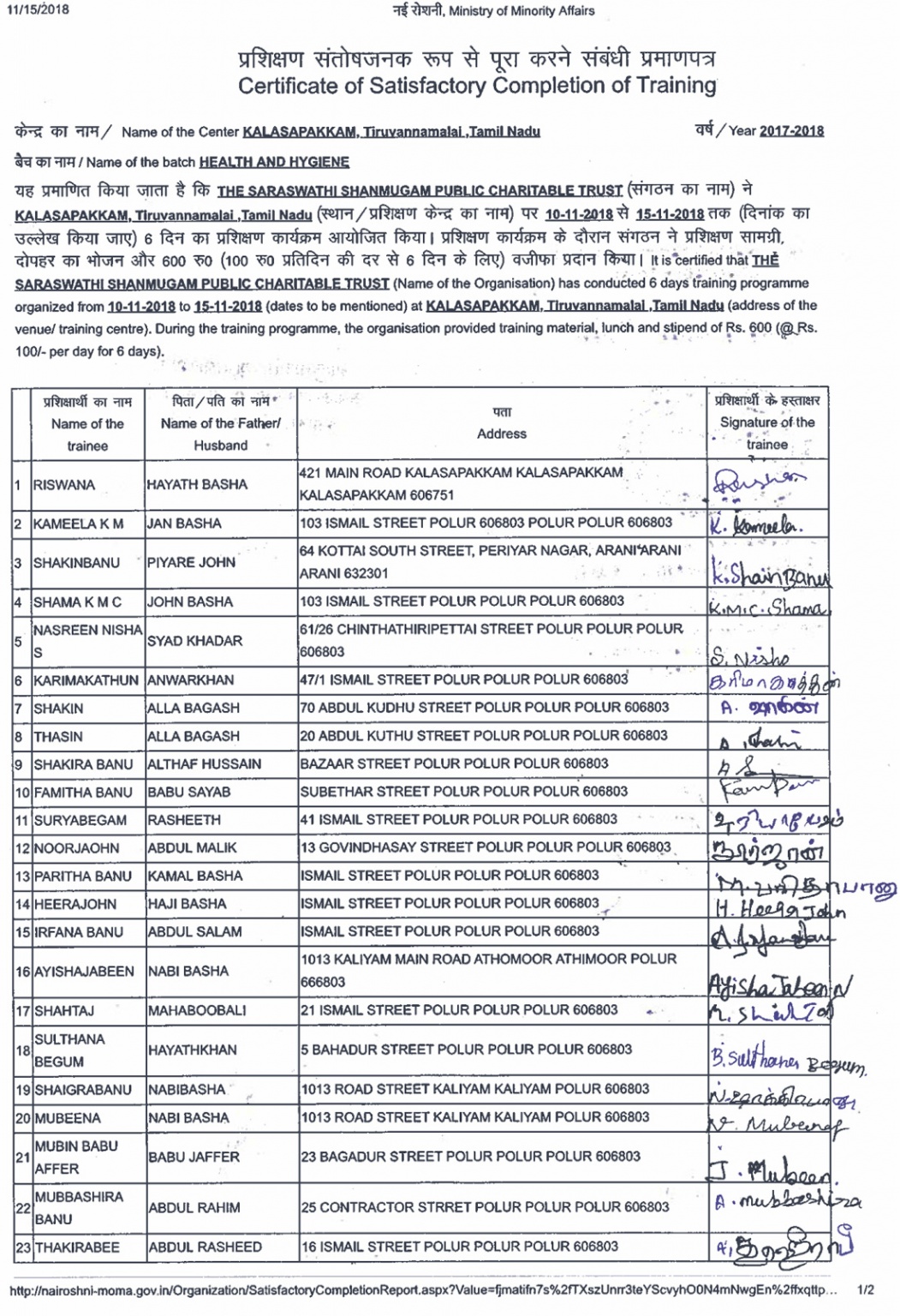 Satisfactory Report.pdf Satisfactory Completion | Create awareness in HIV/AIDS | SSPCT